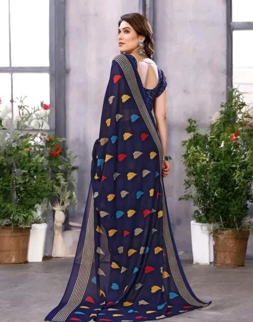Daily wear georgette saree with blouse (pack of 2)