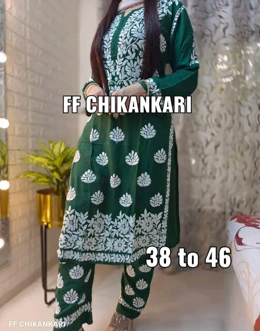 Chikankari kurti and plazoo