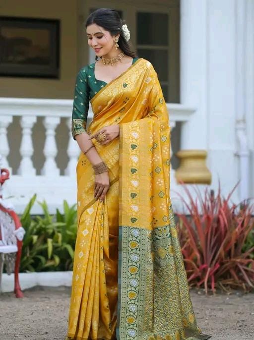 Fancy women cotton silk saree with blouse