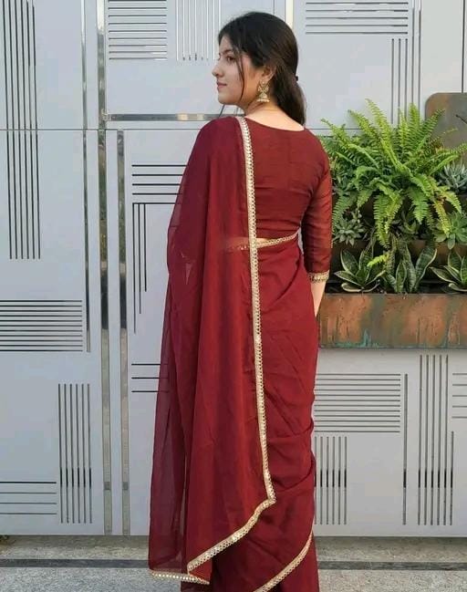 Women fancy soft silk saree with mirror touch border for women
