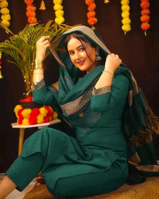 Embroidered cotton kurta pant dupatta