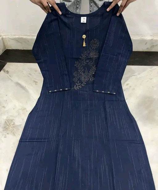 Blue & white priented cotton kurta
