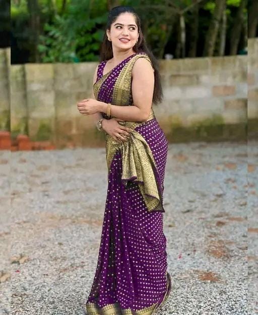 Designer jacquard saree with golden zari blouse
