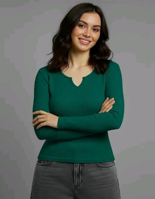 Casual polyester blend v-notch neck long stylish white top