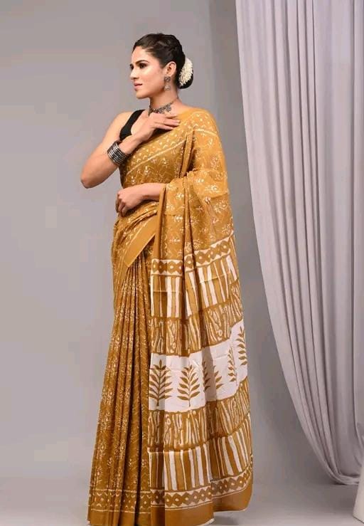 Women jaipuri printed cotten saree