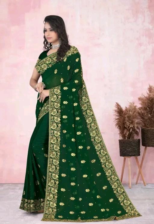 Heavy work with full diamond (stone)handwork saree