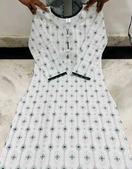 Blue & white priented cotton kurta
