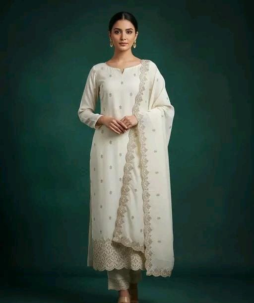Women's blue vichitra silk dress material