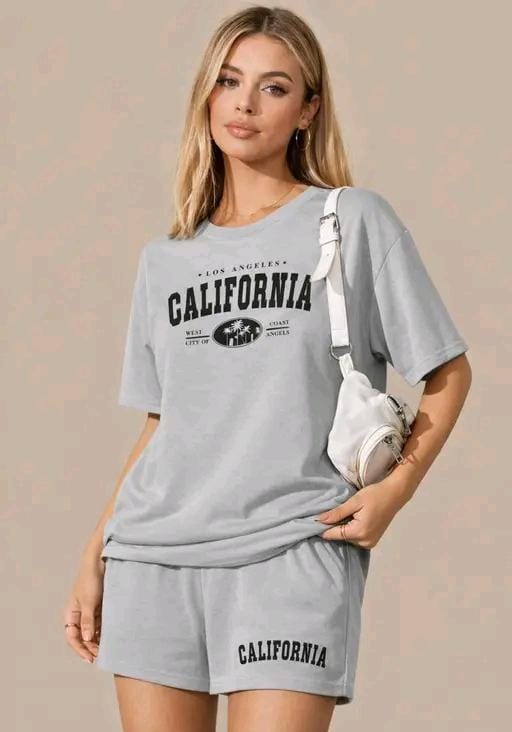 Women fancy round neck half sleeve top and shorts
