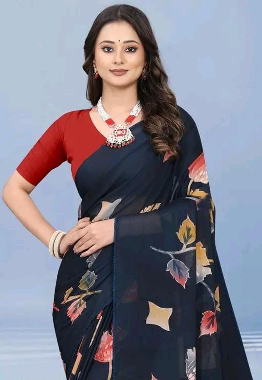 Silk peacock colour saree