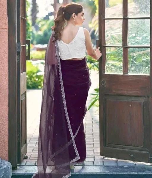 Super net tissue embellished saree lace border