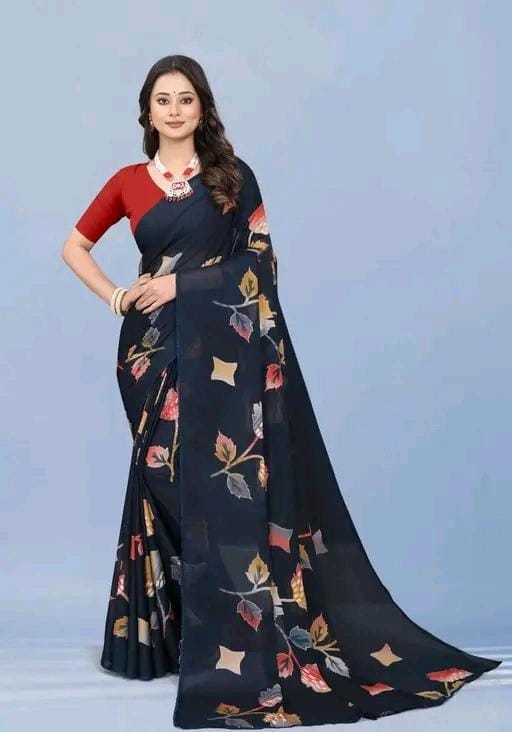 Silk peacock colour saree
