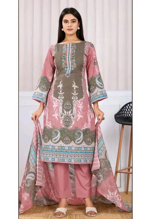 Ranisati's women's cambric suit set digital print kurta with dupatta