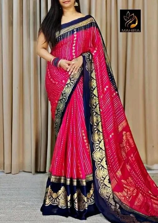 Fancy printed saree with pallu blouse