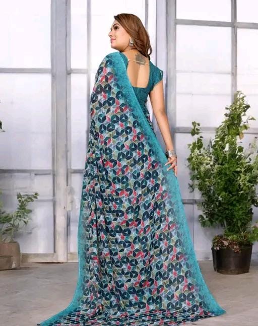 Daily wear georgette saree with blouse (pack of 2)