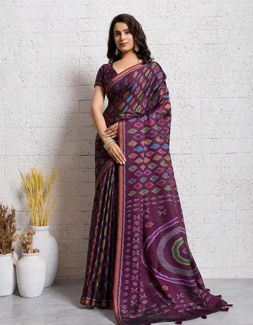 Miwa nevy woven printed art silk saree for women