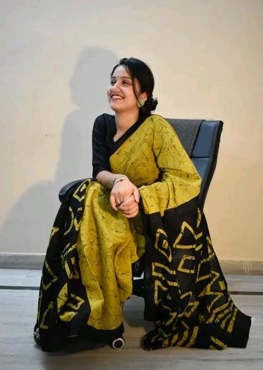 Love fashion latest pure cotton mulmul saree hand block printed mulmul