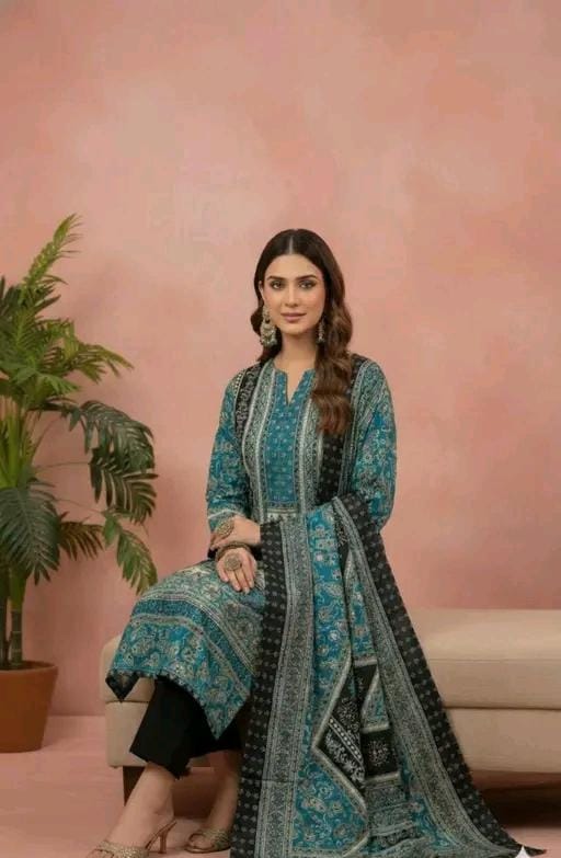 Women's red and black printed cotton suit