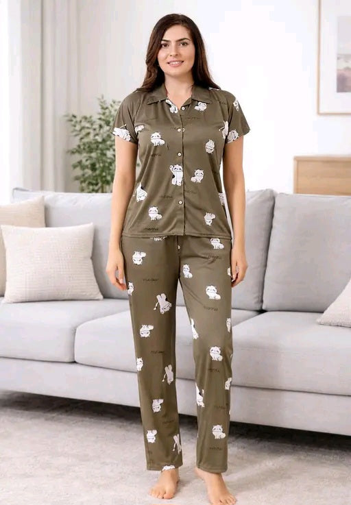 Women night suit set/co-rd set top and pajama set