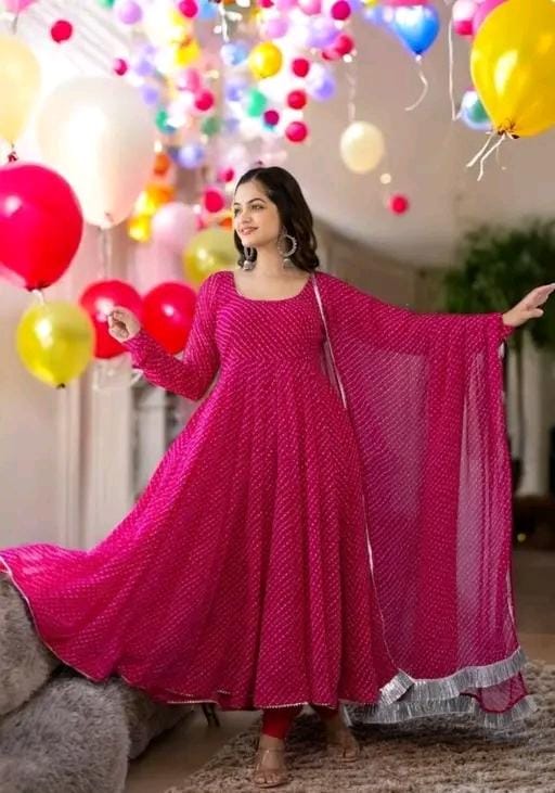 Women fancy georgette akarkali gown with dupatta