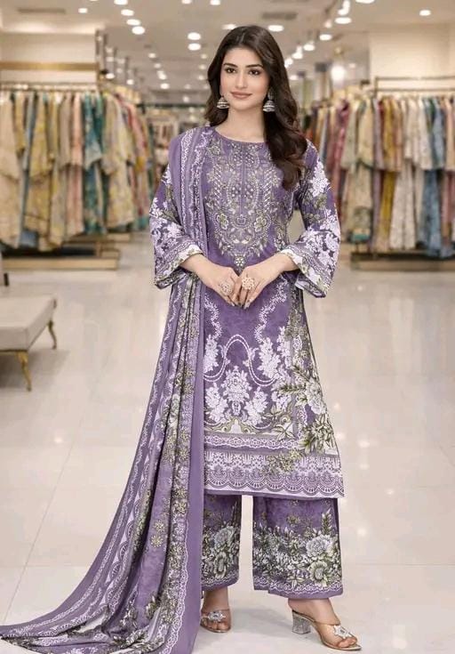 Women printed crepe suit and dress material with dupatta