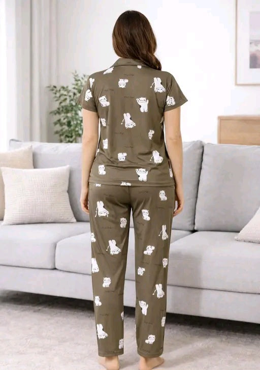 Women night suit set/co-rd set top and pajama set