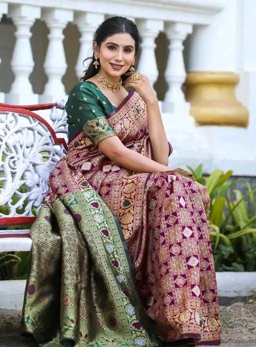 Fancy women cotton silk saree with blouse