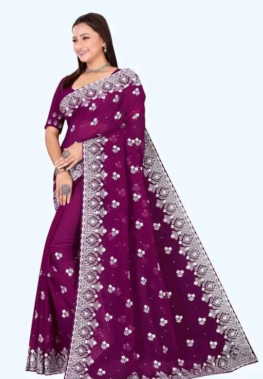 Heavy work fancy saree with full (stone) hardwork saree