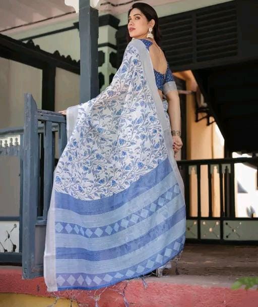 Premium cotton linen saree
