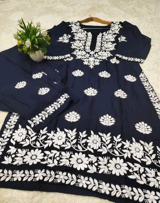 Chikankari kurti and plazoo