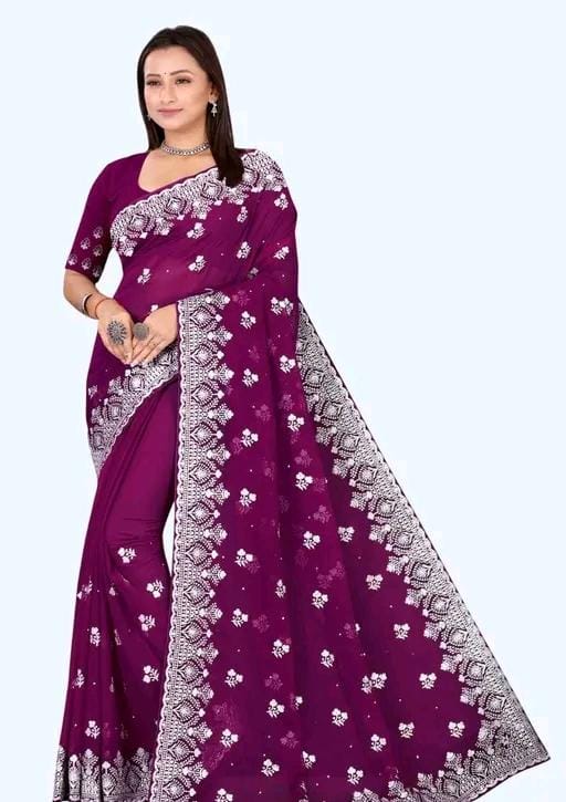 Heavy work fancy saree with full (stone) hardwork saree