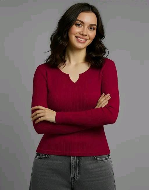Casual polyester blend v-notch neck long stylish white top