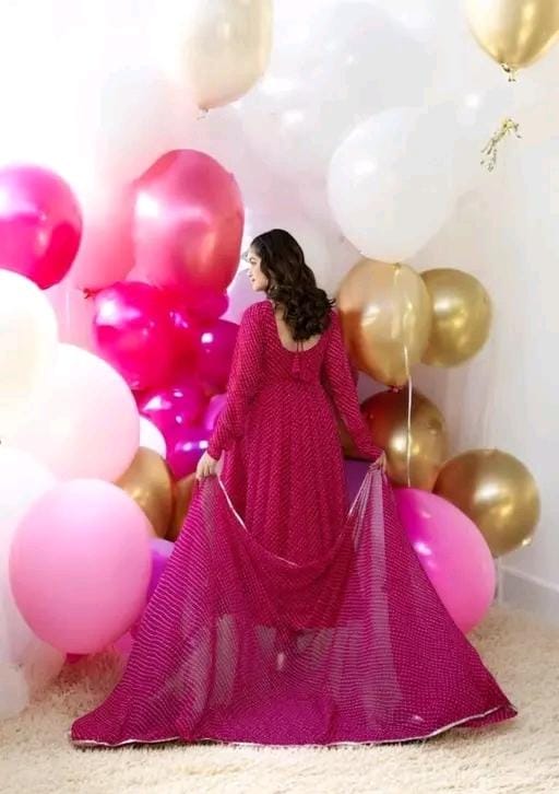 Women fancy georgette akarkali gown with dupatta