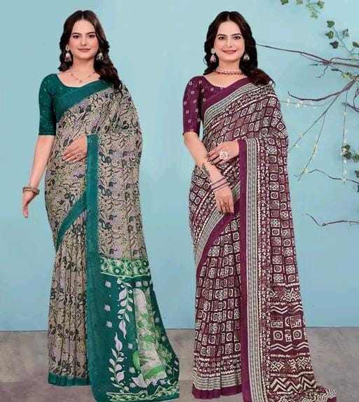 Fancy georgette printed saree for women