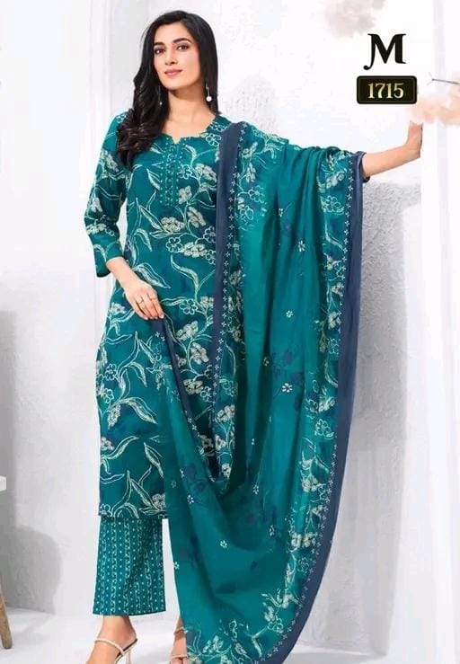 Polyster/crepe fabric women's multi color printed salwar suit