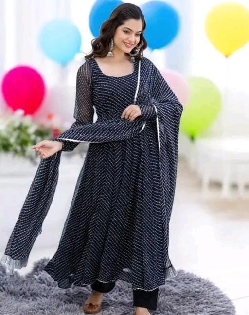 Women fancy georgette akarkali gown with dupatta