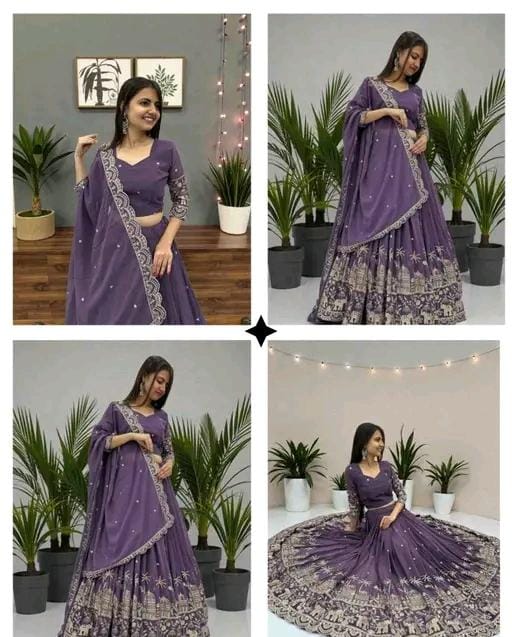 Women work semi stitched lehenga