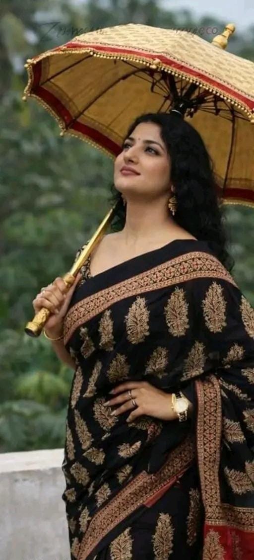 Hand block printed soft fancy cotton mulmul saree