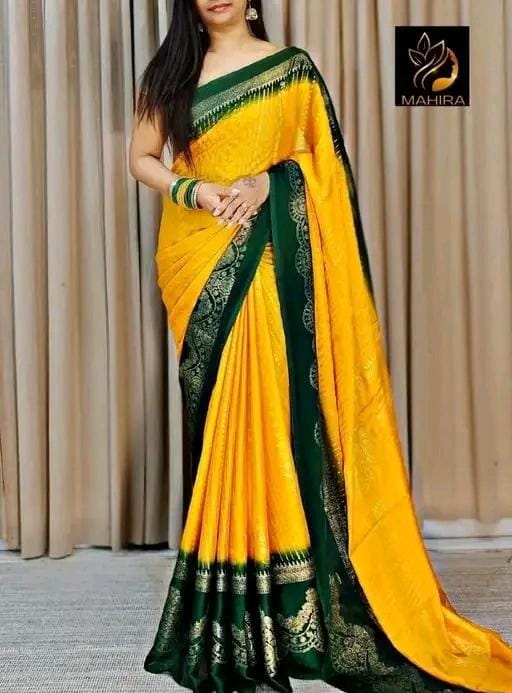 Fancy printed saree with pallu blouse