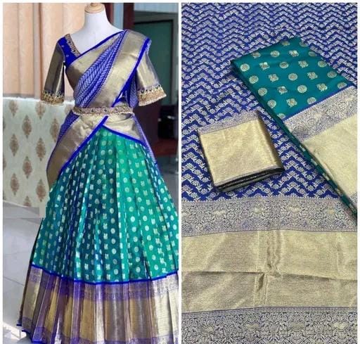 Kanjiveram silk lehenga with blouse new arrival half saree