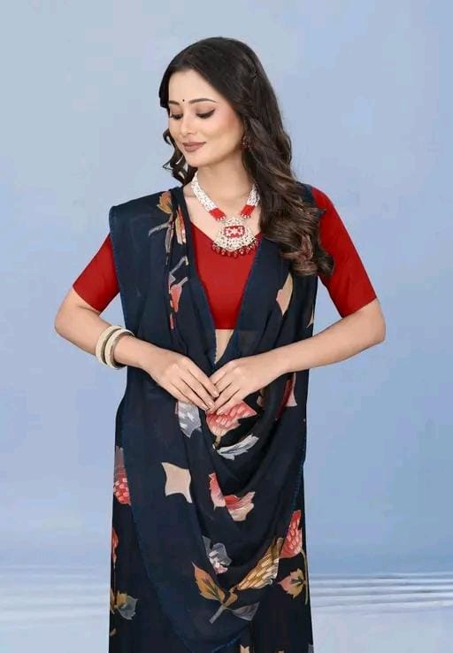 Silk peacock colour saree