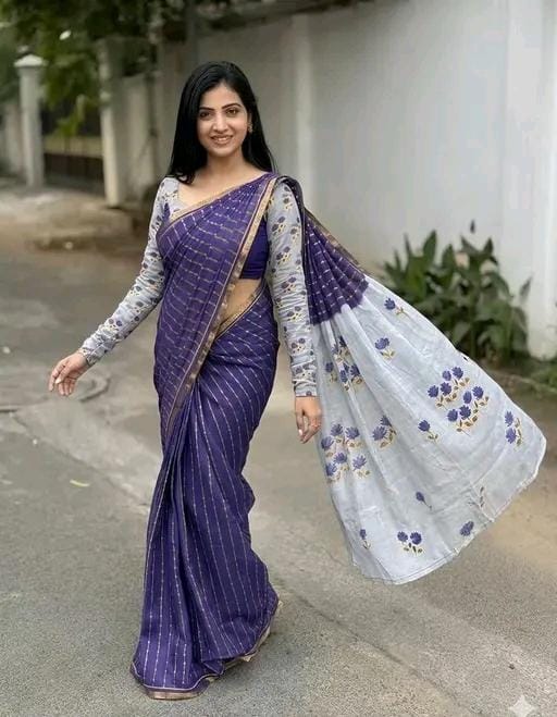 Women linen cotton saree party daiy wear