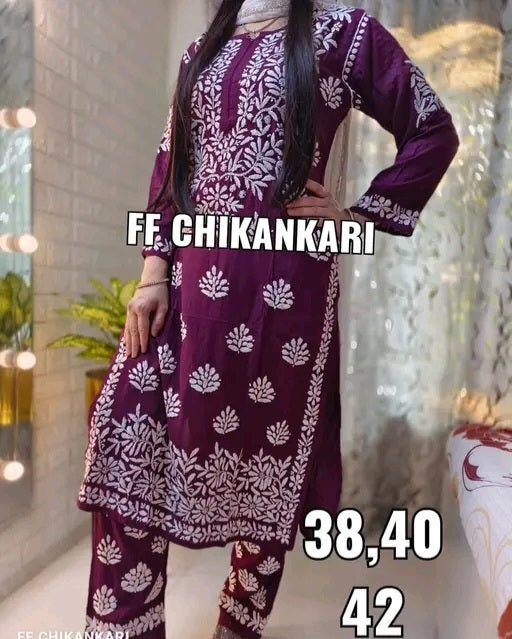 Chikankari kurti and plazoo