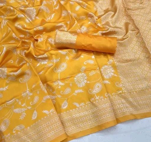 Yellow saree for women with i