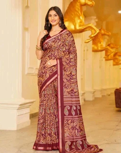 Shirodhari mulmul cotton saree with blouse