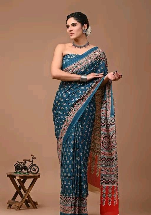 Women jaipuri printed cotten saree
