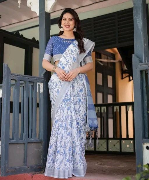 Premium cotton linen saree