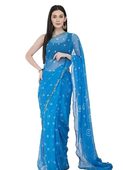 Fashions chiffo  bandhani printed saree with blouse
