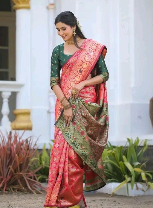 Fancy women cotton silk saree with blouse