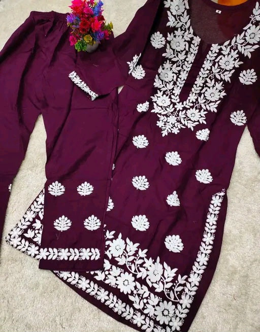 Chikankari kurti and plazoo